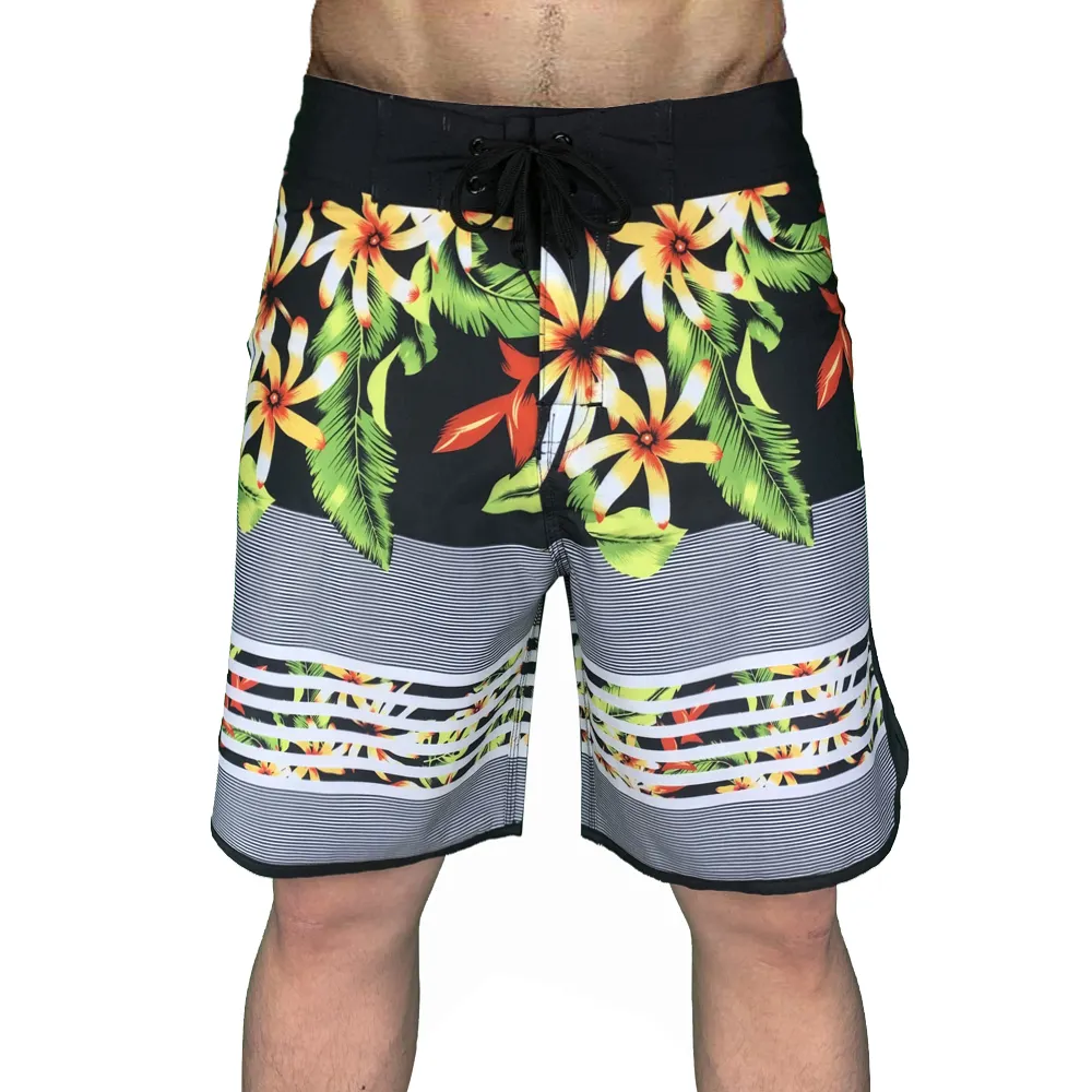 Servicio de Oem impreso nadar troncos pantalones cortos de playa de Surf Stretch hombre cortos