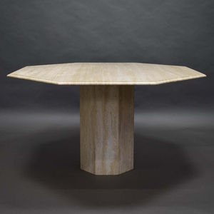 石材家具基座八角形石灰华顶咖啡餐桌定制六角形大理石桌子 - Product Image 4