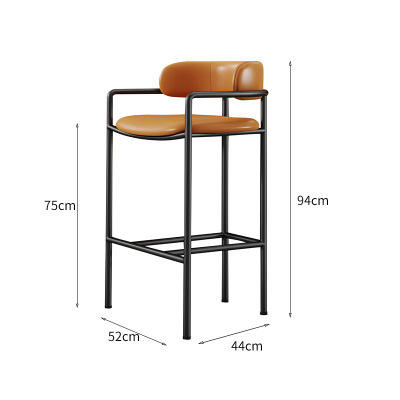 Hauteur d'assise 75, noir et orange, cuir.