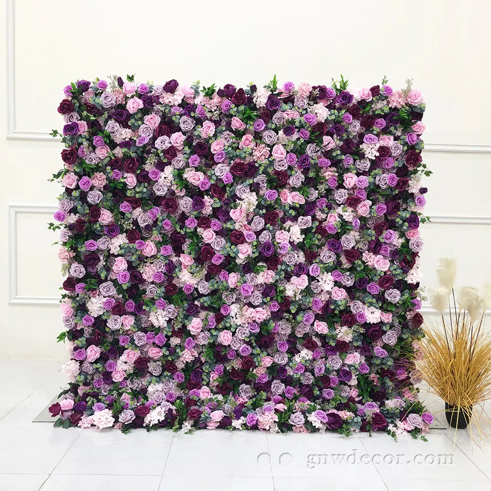 GNW all'ingrosso pannello forniture per matrimoni decorazione bianco viola rosa glicine matrimonio fiore sullo sfondo della parete