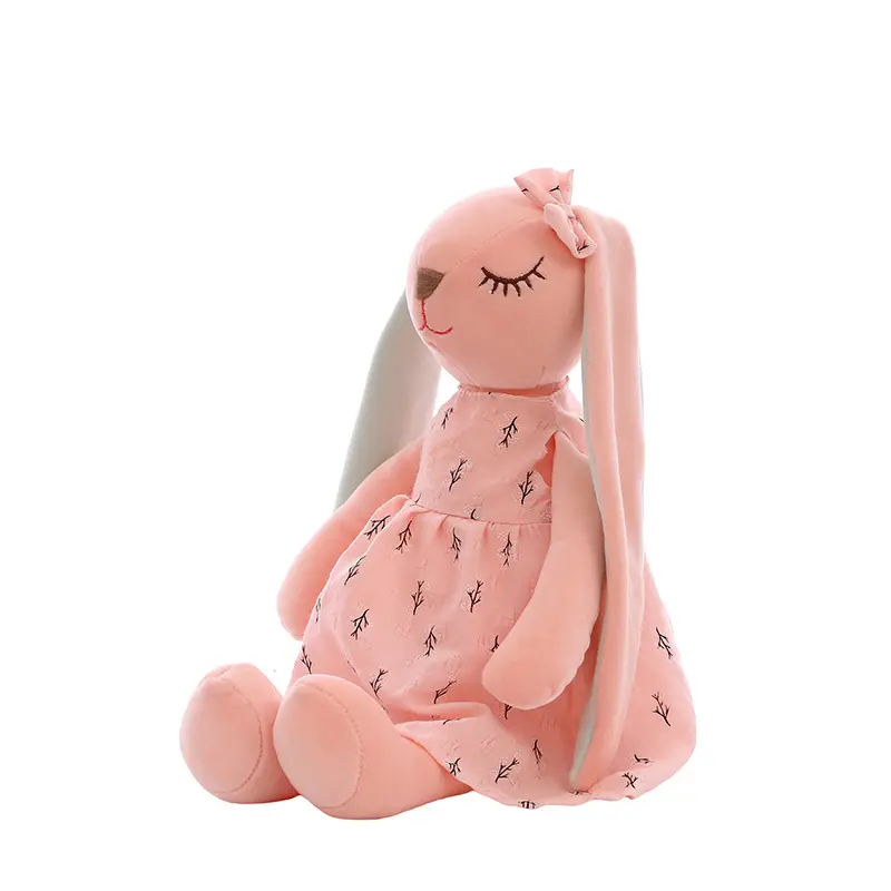 Muñeca de conejo de orejas largas de alta calidad, juguetes de peluche suaves para niños, conejito, compañero de dormir, juguetes de animales de peluche, muñeca de bebé