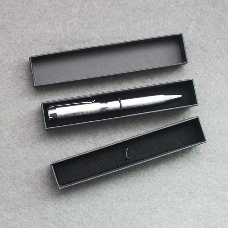 Présentation de boîtes à stylos noires de haute qualité en papier plastique boîte en cuir PU avec logo personnalisé