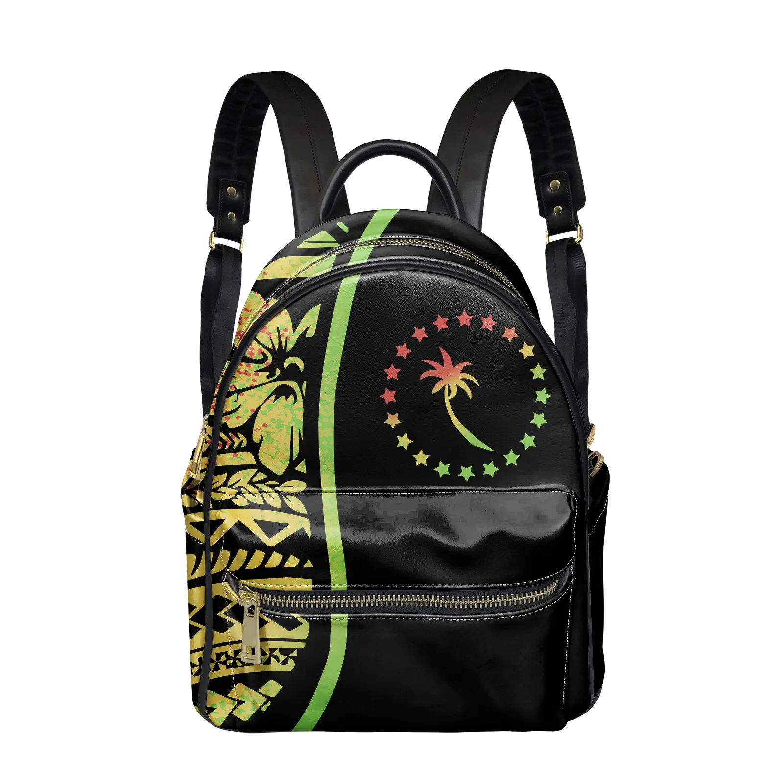 Chuuk Flag Style With Polynesian Tribal Pattern Custom Personalised Multipurpose Designer Pu Leather Travel School Bag Backpack