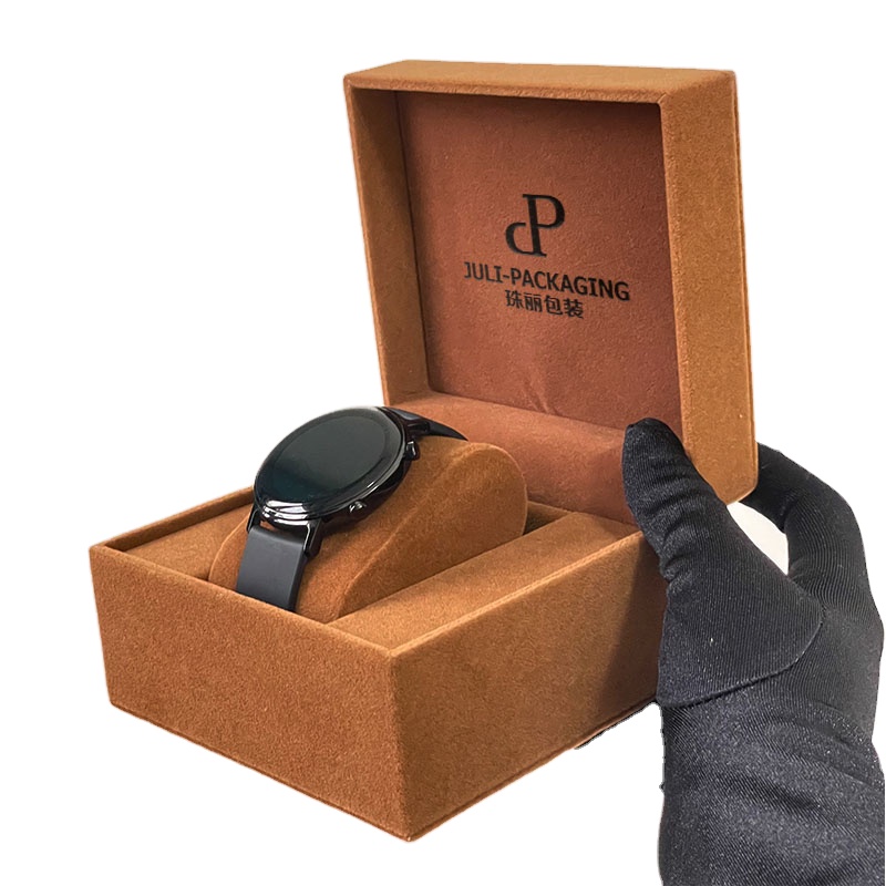 Boîte à montre en velours marron