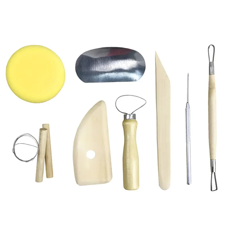 Usine 8 pièces Kit d'outils en argile, outils de modélisation en argile avec étui en plastique pour décoration en céramique