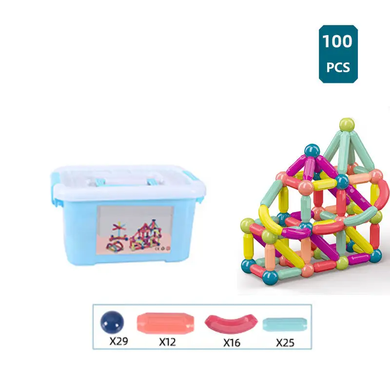 Kök oyuncak çocuklar için 100 adet manyetik yapı taşları çocuklar için blok oyuncaklar manyetik sopa ve topları oyuncak