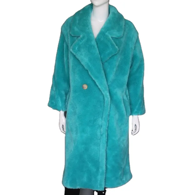 Manteau en laine de couleur personnalisé pour filles, manteau d'hiver à la mode, veste longue en fourrure de mouton