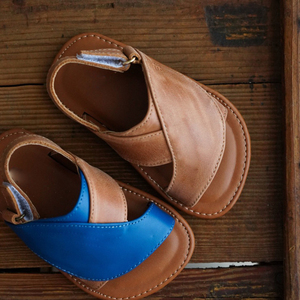 Trẻ Em Đáy Phẳng Da Chính Hãng Chống Trơn Trơn Dây Đeo Mắt Cá Chân Dép Mùa Hè Mới Màu Rắn Bé Trai Thời Trang - Product Image 1