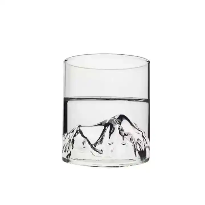 New Design Mountain Shape High Borosilicate Transparent Drinking Glass Whisky Cup Water Tea Cups