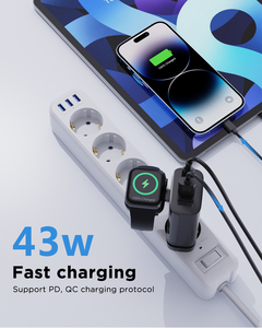 ที่ชาร์จ iWatch ในตัว43W สำหรับบล็อกชาร์จ Apple Watch ที่ชาร์จเร็ว3พอร์ตพร้อม USB-C และ USB-A ที่ชาร์จ PD สำหรับ iPhone - Product Image 5