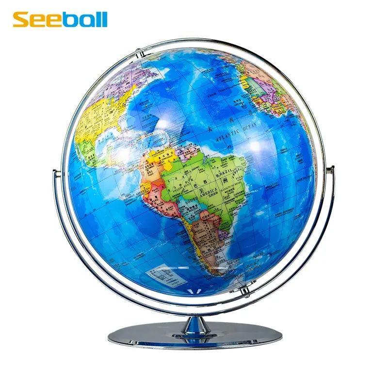 Globo cromado brilhante universal para mesa, Seeball, 42cm, 50cm, para decoração de casa, negócios, ciências populares, educação, globo de mesa