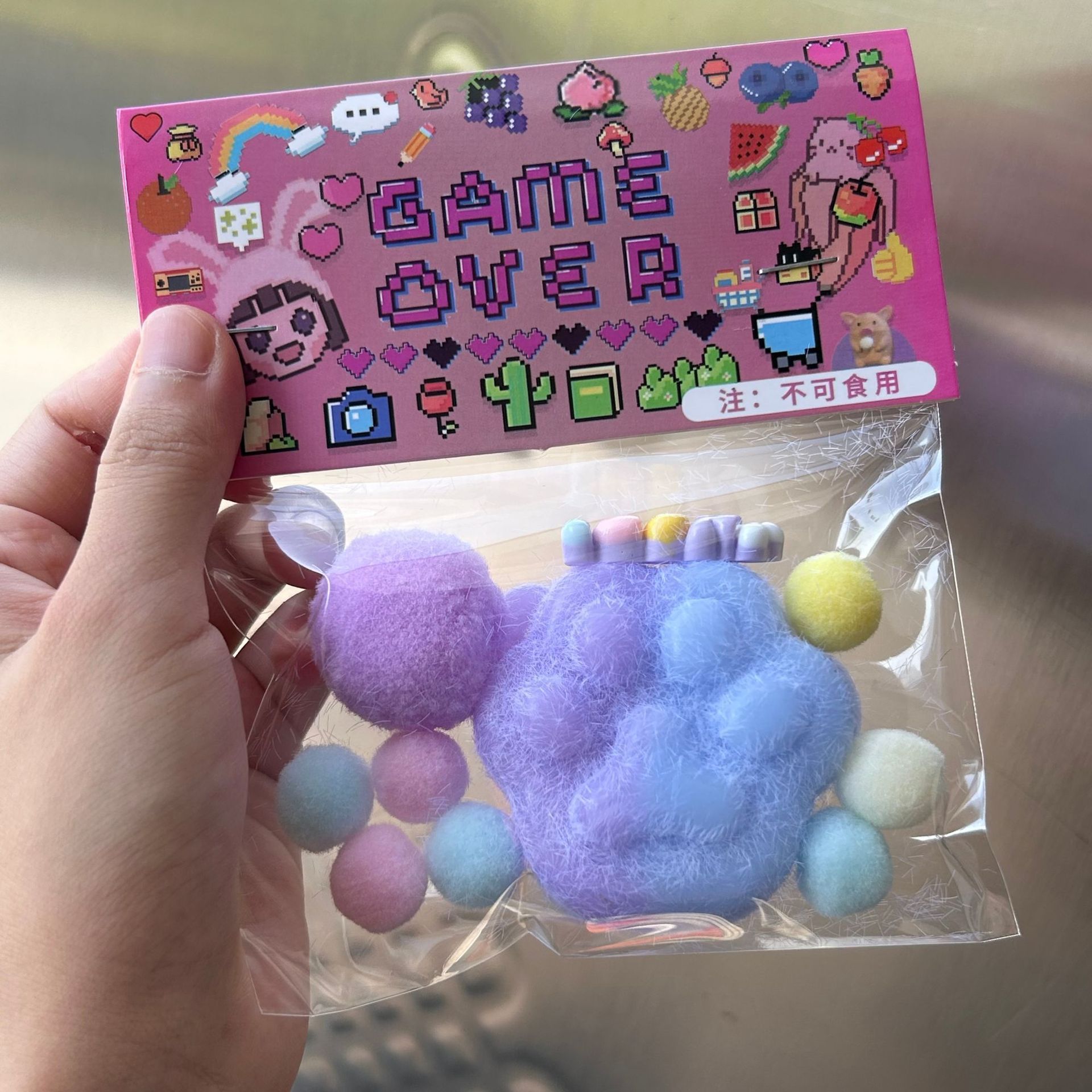 Blue-purple plush cat paw-tpr