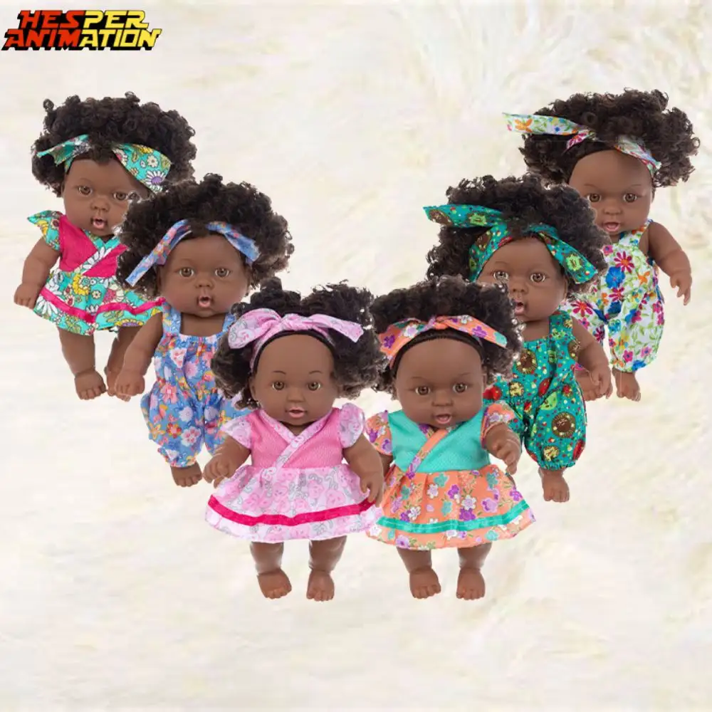 6 Stijlen 20Cm 8Inch Mode Siliconen Reborn Pop Nieuwe Aankomst Vinyl Afro-Amerikaanse Zwarte Herboren Poppen Voor Meisjes