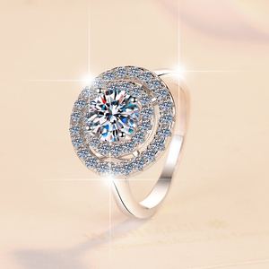 Fine Jewel 2024 cincin pernikahan pertunangan elegan baru S925 berlian perak murni VVs1 cincin Moissanite untuk wanita
