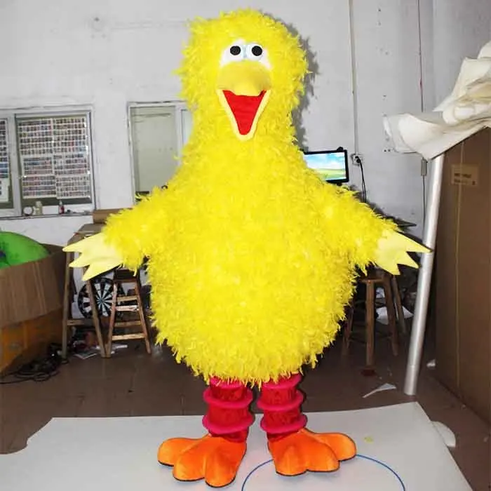 Disfraz de Mascota de Gran pájaro para mujer, traje amarillo de calle de Barrio Sésamo, piel larga, CE