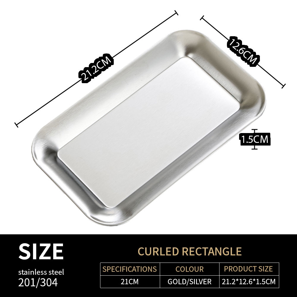 201 Argent recourbée-Côté Rectangle 21 CM
