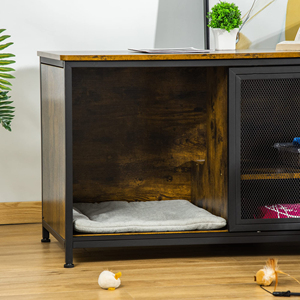 Katachtige Retraite Haven Stijlvolle Compartiment Katten Fusion Hout & Stalen Leefruimte Gezellig Bed Glijdende Ingangen Aardse Bruine Afwerking - Product Image 1