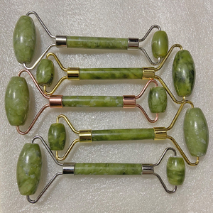 Green <strong>Jade</strong> Roller Face Massager with Iron Framing Original Anti-Aging Tool <strong>Excellent</strong> for Crystal Crafts - Product Image 2