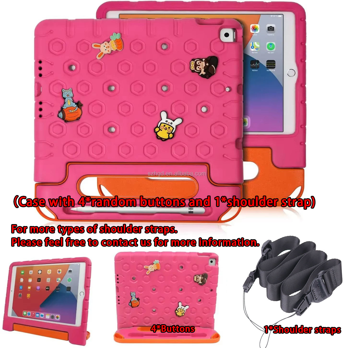 Rose (étui avec 4 boutons et bandoulière)