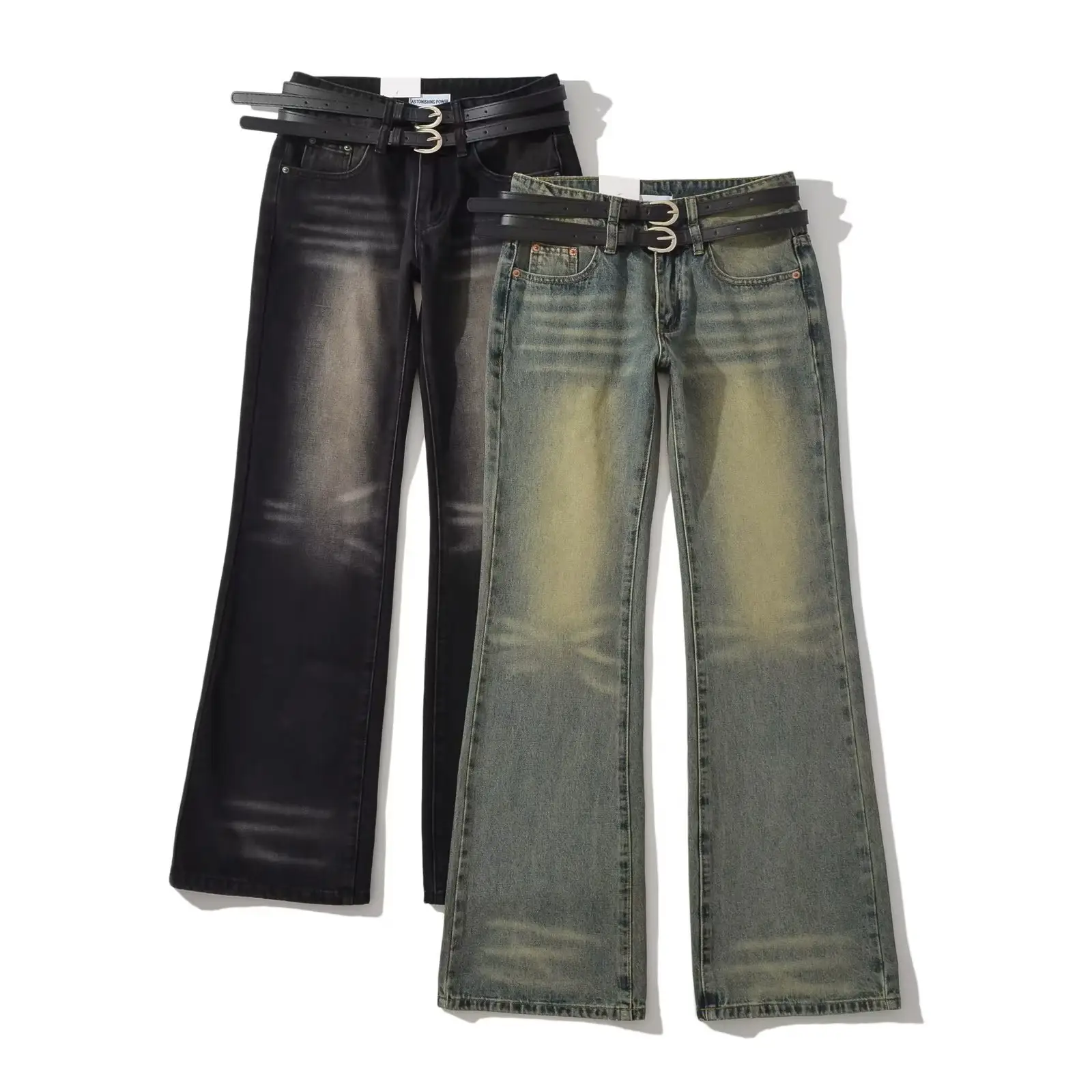 Personalizado OEM Verano Nuevo Cinturón de las mujeres europeas y americanas Jeans sueltos y pantalones