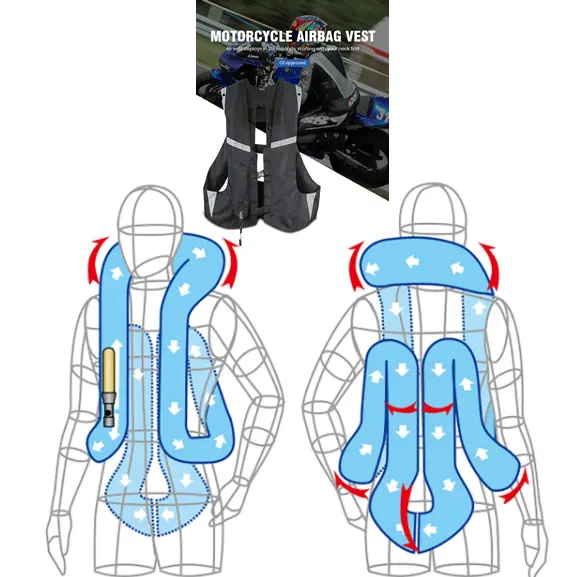 Geavanceerde Moto Race Vest Beschermende Nylon Motorfiets Veiligheidsvest Met Airbag Systeem Reflecterende Print Voor Volwassenen