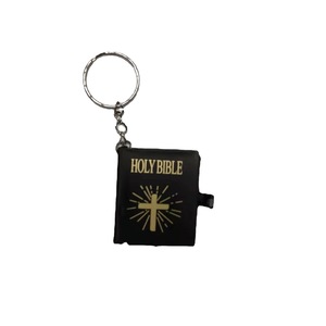 Stokta hıristiyan dini hediyeler Mini kutsal İncil Metal kitap anahtarlık el yapımı İsa çapraz anahtarlık - Product Image 6