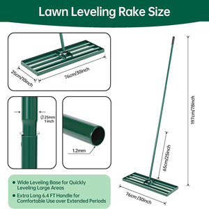 JH-Mech Outdoor 30&quot;x 10&quot; Heavy-Duty <strong>Leveling</strong> <strong>Rake</strong> With a Durable 6.5FT Rubber Handle Carbon Steel Lawn <strong>Leveling</strong> <strong>Rake</strong> - Product Image 2