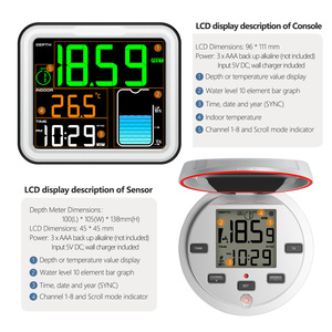 FT0024 Monitor de nivel de líquido inalámbrico de 8 canales con sensor de temperatura-Rango de 150m, pantalla LCD y alarmas - Product Image 4