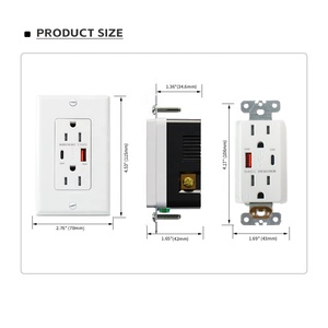 Quick Charger 15A 125V Dual USB Outlet PD20W PD18W Type a Type C Port USB <strong>Plug</strong> <strong>US</strong> Standard Duplex Receptacle - Product Image 3