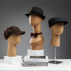 Bán buôn hat khăn hiển thị đầu người giả cổ điển kraft giấy thực tế Tóc Giả hiển thị mannequin đầu cho kính mát hiển thị - Product Image 3