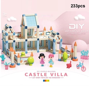 233pcs 3d בניין וילה טירה 3 יח 'להרכיב אבני בניין בית בובות צעצוע בית בובות בית חלום בית בובות צעצוע ערכת בנייה עם אור