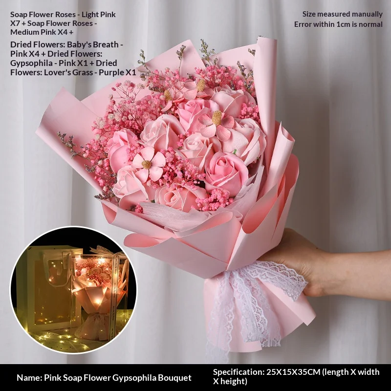 ดอกกุหลาบสบู่สีชมพูเข้ม