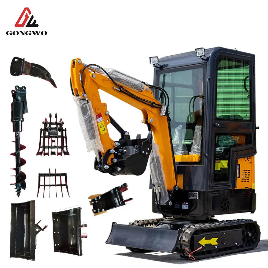 Free shipping new small 0.8 1ton mini crawler diesel excavator 1800kg 2ton gasoline electric mini excavator with Euro V epa for