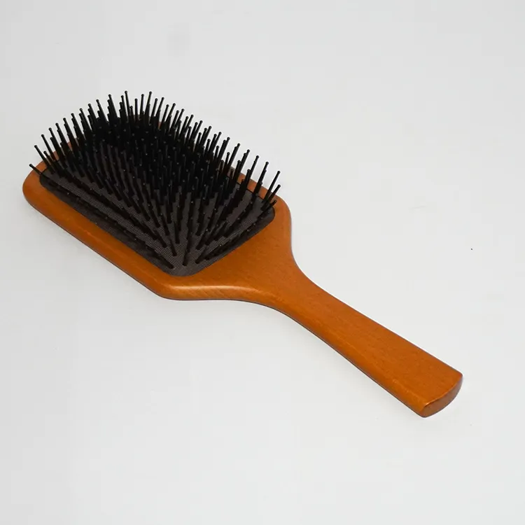 उच्च गुणवत्ता पेशेवर चप्पू व्यक्तिगत लकड़ी बाल ब्रश कार्बनिक लकड़ी के बाल ब्रश महिलाओं को पुरुषों के लिए