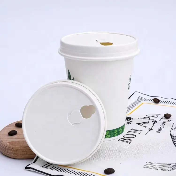 Logo personalizzato di alta qualità tazza di carta da asporto 12 oz tazze di caffè usa e getta con coperchi