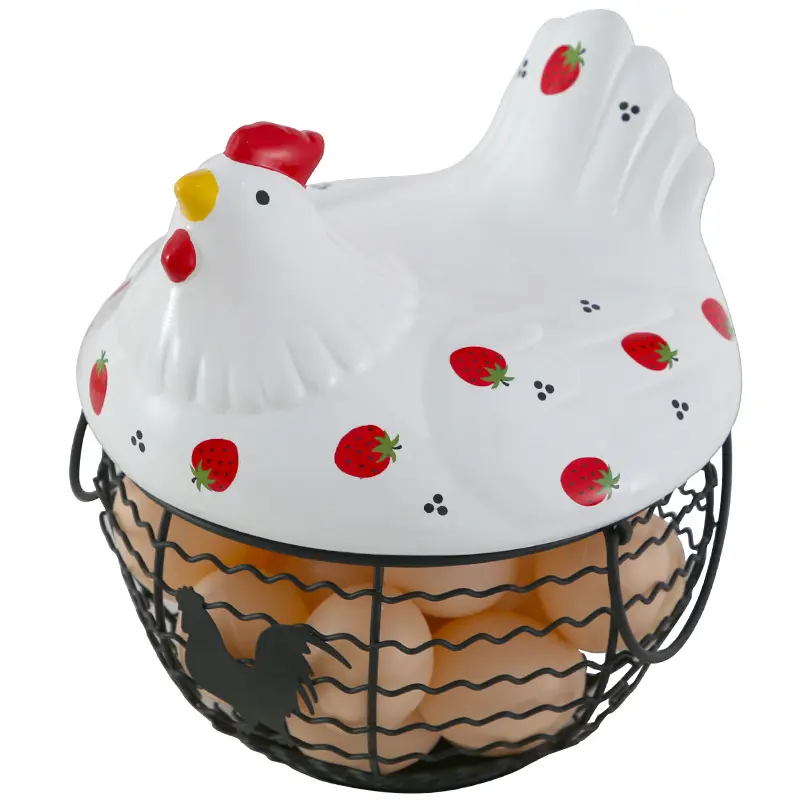لطيف الدجاج على شكل سلة البيض السيراميك الروطان كرسي على شكل بيضة على شكل سلة فاكهة