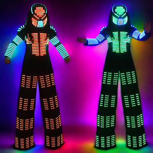 カラフルなRGBLEDルミナスロボットダンスウェアKryomanとDavidGuettaのパフォーマンスとイベント用の傾斜スーツ - Product Image 1