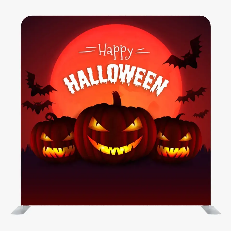 Fondo de decoración de fiesta de Halloween de calabaza aterradora Photobooth plegable pantalla de fondo de tela de tensión de aluminio