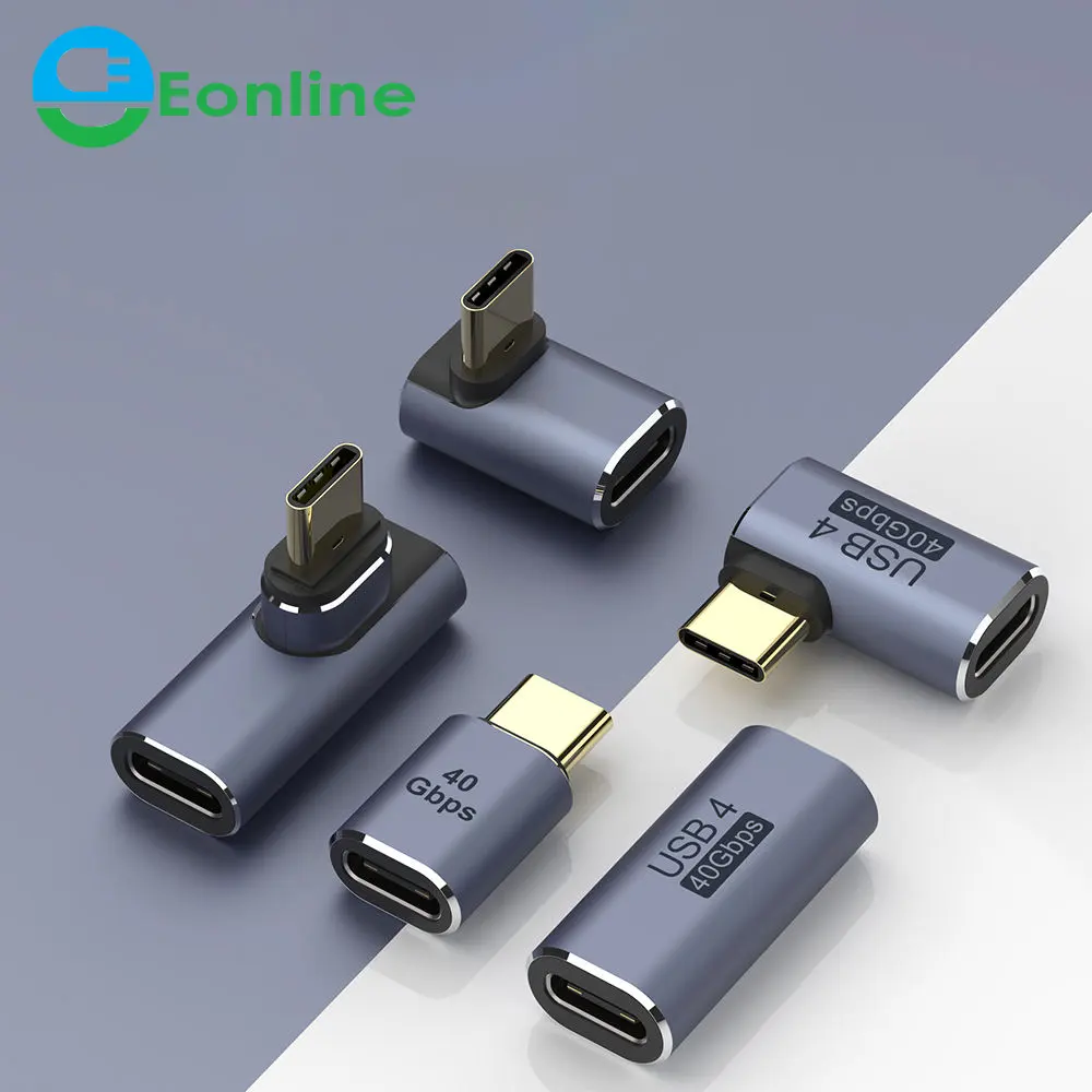 Conector de cargador USB 4,0 PD 100W 8K 60Hz para Macbook 40Gbps, alta velocidad, USB C OTG en forma de U, adaptador de ángulo recto macho a hembra