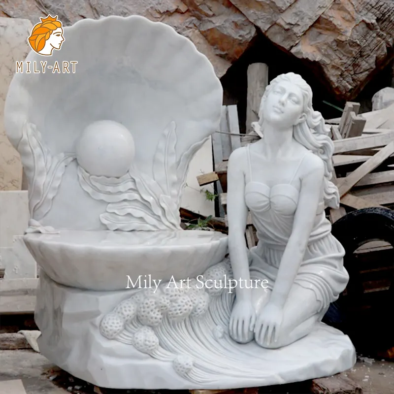 Tamanho de vida mão nude mulheres estátua mármore branco mãe de pérola escultura