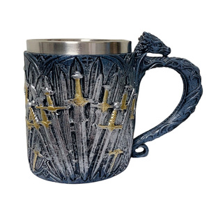 Trò chơi của bức tượng starka Creed <span class=keywords><strong>Thrones</strong></span> Stein nghệ nhân cốc băng và cứu trợ lửa manualidades tazas de resina juego de tronos - Product Image 2