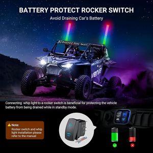 2個2フィートLEDファットホイップライトUTV ATV CAN-AM RZR SXSAPPリモートコントロールレトロフィット用のより明るいスパイラルチェイス照明アンテナホイップ - Product Image 5