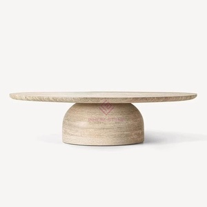 Cao cấp màu be travertine Bàn cà phê thiết lập sang trọng hiện đại cho nội thất cao cấp Vòng bảng thiết kế - Product Image 2