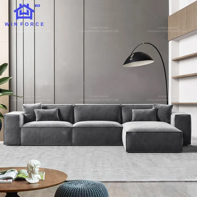 Sofá de canto, conjunto de sofá para sala de estar, móveis, veludo, tecido, com corrente, sofá modular moderno