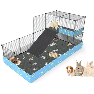 Cages à 2 étages pour cochons d'Inde avec bâche, grande cage de loft C & C pour lapin, chiot, petit animal d'intérieur, parc d'exercice pour chien. - Product Image 1