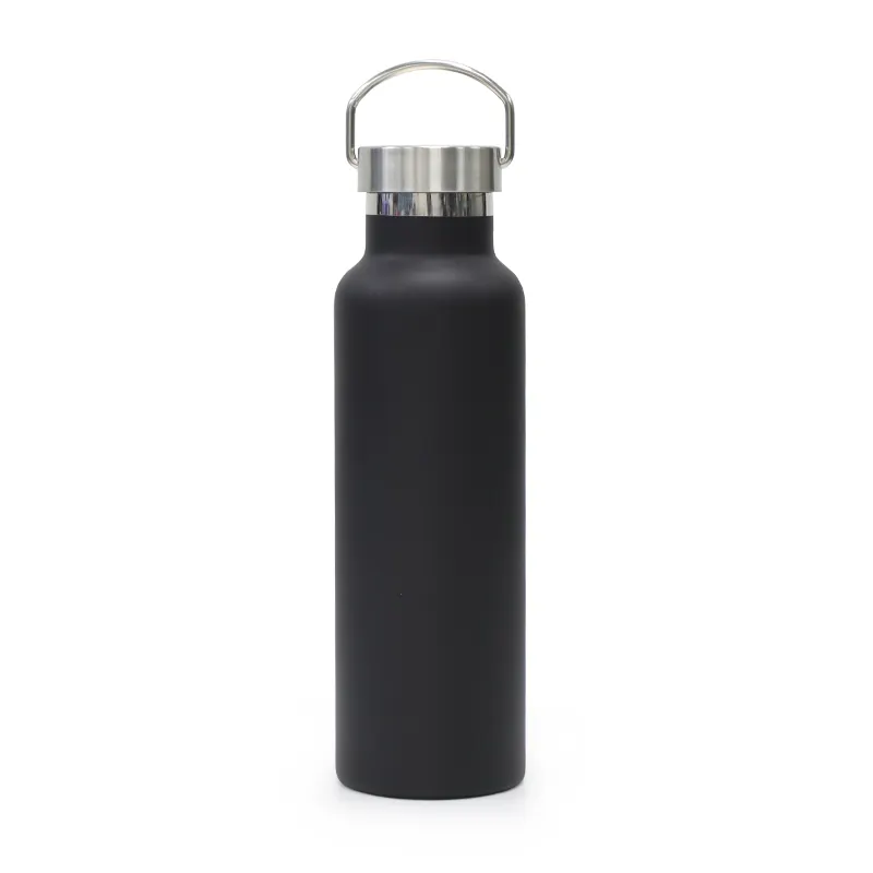 Garrafa de água esportiva personalizada, garrafa de água fina de alta qualidade com tampa de metal e alça, aço inoxidável, isolado à vácuo