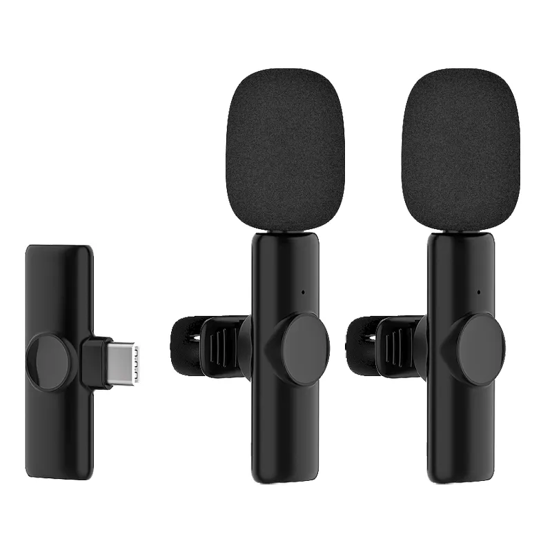 Microphone sans fil K11 Microphone Lavalier sans fil Karaoké avec Bluetooth et microphone sans fil Pinces à revers en plastique noir