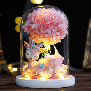 2024工場カスタム卸売絶妙な保存された本物の花アジサイ永遠の装飾ガラスドームのLEDライト - Product Image 6