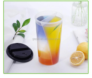 Disposable <strong>Split</strong> Twin Plastic <strong>Cup</strong> with Double Lid for Serving Two Different Drinks at Parties - Product Image 6