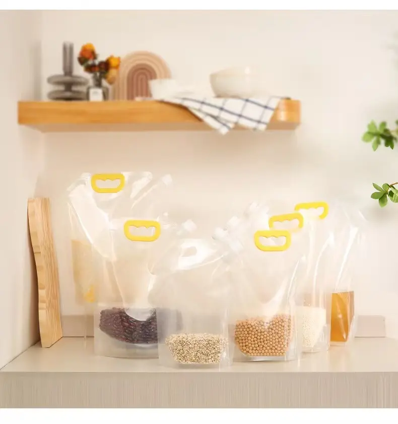 Prácticas bolsas de plástico de clasificación de granos selladas para alimentos de cocina limpios con bolsa de boquilla